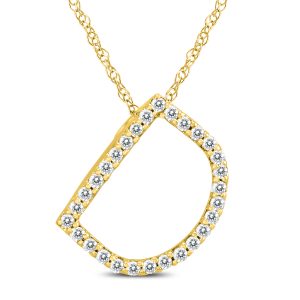 1/6 Carat TW D Initial Diamond Pendant Necklace in 10K Yellow Gold with Adjustable Chain- PDF59930