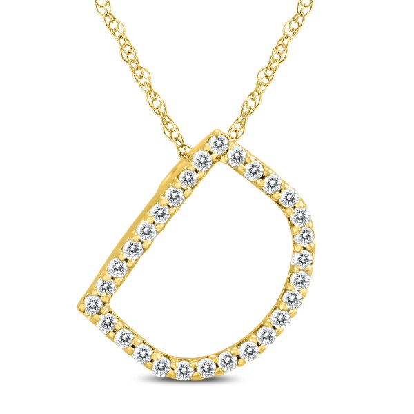 1/6 Carat TW D Initial Diamond Pendant Necklace in 10K Yellow Gold with Adjustable Chain- PDF59930