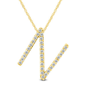 1/5 Carat TW N Initial Diamond Pendant Necklace in 10K Yellow Gold with Adjustable Chain- PDF59940