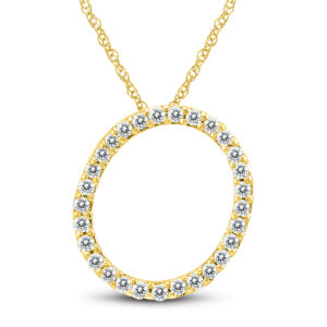 1/6 Carat TW O Initial Diamond Pendant Necklace in 10K Yellow Gold with Adjustable Chain- PDF59941