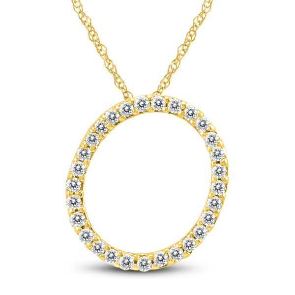 1/6 Carat TW O Initial Diamond Pendant Necklace in 10K Yellow Gold with Adjustable Chain- PDF59941