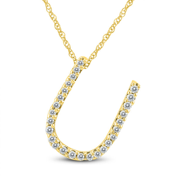 1/6 Carat TW U Initial Diamond Pendant Necklace in 10K Yellow Gold with Adjustable Chain- PDF59947