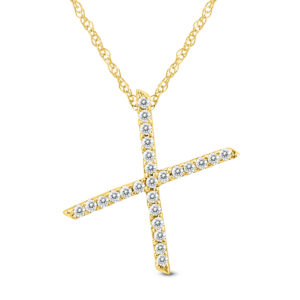 1/8 Carat TW X Initial Diamond Pendant Necklace in 10K Yellow Gold with Adjustable Chain- PDF59950