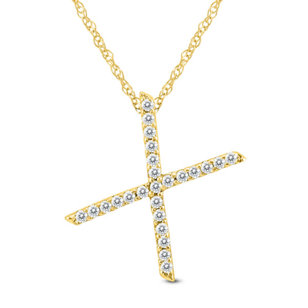 1/8 Carat TW X Initial Diamond Pendant Necklace in 10K Yellow Gold with Adjustable Chain- PDF59950