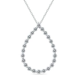 1 Carat TW Diamond Tear Drop Pendant in 14K White Gold- PDF60045