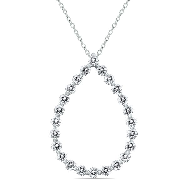 1 Carat TW Diamond Tear Drop Pendant in 14K White Gold- PDF60045