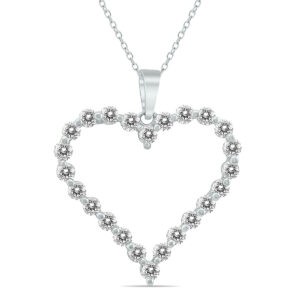 1 CTW Diamond Heart Pendant in 14K White Gold- PDF60047