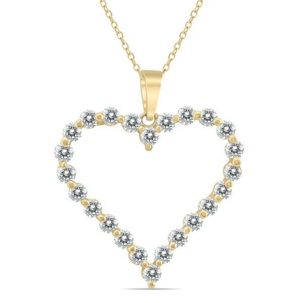 1 CTW Diamond Heart Pendant in 14K Yellow Gold- PDF60053