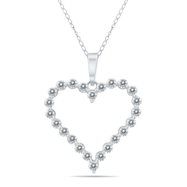 1/2 CTW Diamond Heart Pendant in 14K White Gold- PDF60273