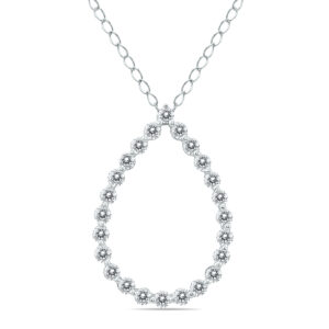 1/4 Carat TW Diamond Tear Drop Pendant in 14K White Gold- PDF60274