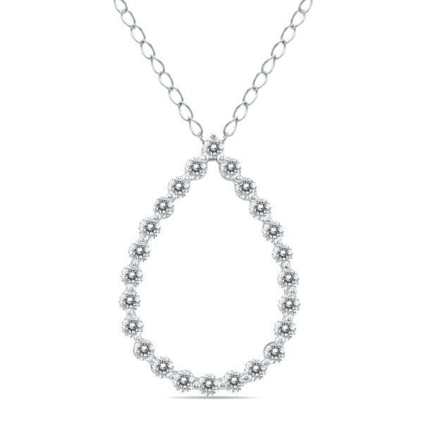 1/4 Carat TW Diamond Tear Drop Pendant in 14K White Gold- PDF60274