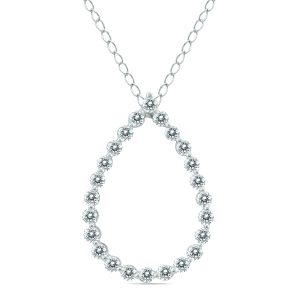 1/2 Carat TW Diamond Tear Drop Pendant in 14K White Gold- PDF60275