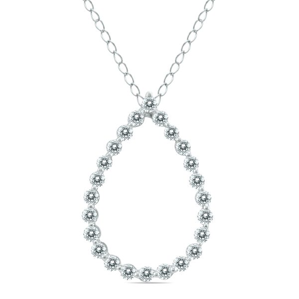 1/2 Carat TW Diamond Tear Drop Pendant in 14K White Gold- PDF60275