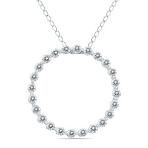 1/2 Carat TW Diamond Circle Pendant in 14K White Gold- PDF60277
