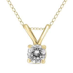 1/3 Carat Solitaire Round Diamond Pendant Necklace with 18" Chain in 14K Yellow Gold- PDF60444