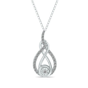 1/4 CTW Twisted Diamond Infinity Drop Pendant in 14K White Gold- PDF60684