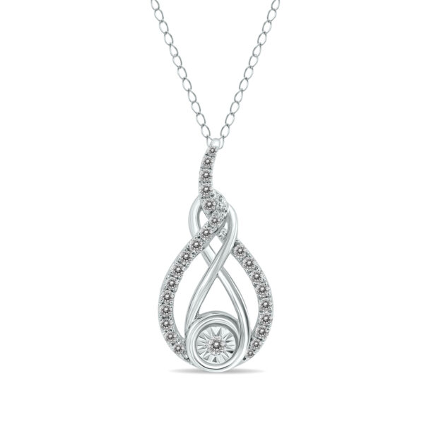 1/4 CTW Twisted Diamond Infinity Drop Pendant in 14K White Gold- PDF60684