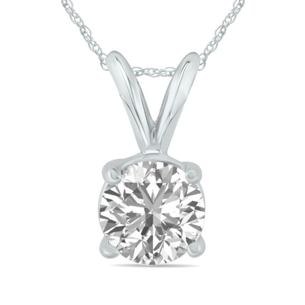 IGI Certified Lab Grown 1 Carat Diamond Solitaire Pendant in 14K White Gold (I Color, VS2 Clarity)- PDF60749LD