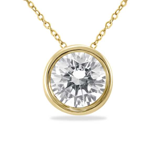 1 Carat Diamond Bezel Pendant in 14K Yellow Gold- PDF60790D