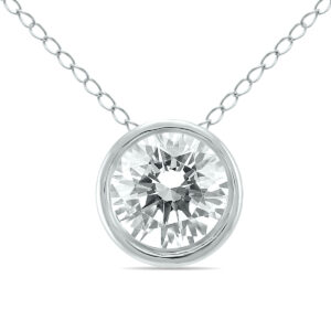 1/3 Carat Diamond Bezel Pendant in 14K White Gold- PDF60797