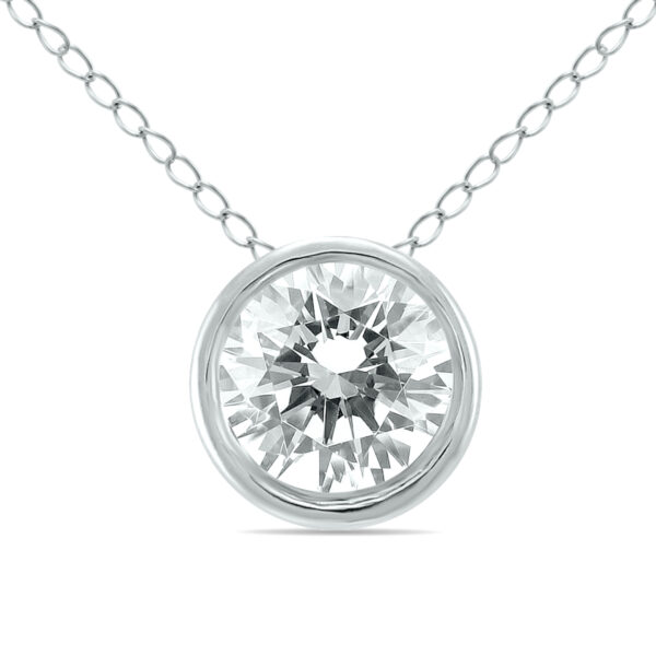 1/3 Carat Diamond Bezel Pendant in 14K White Gold- PDF60797