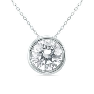 3/4 Carat Diamond Bezel Pendant in 14K White Gold- PDF60799D