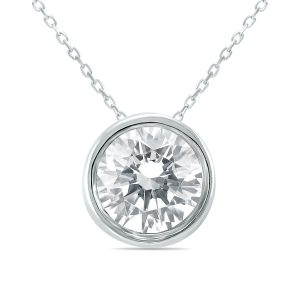 AGS Certified 1 Carat Diamond Bezel Pendant in 14K White Gold- PDF60800