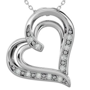 Diamond Heart Pendant in Rhodium Plated Brass- PDF60820