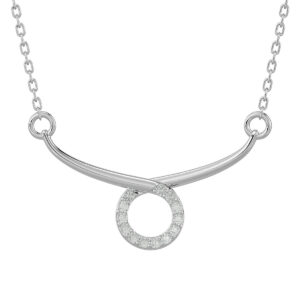 10 Diamond Circle Bar Necklace In Platinum Plated Brass- PDF60822