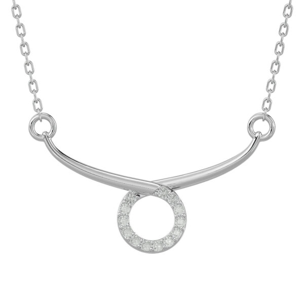 10 Diamond Circle Bar Necklace In Platinum Plated Brass- PDF60822