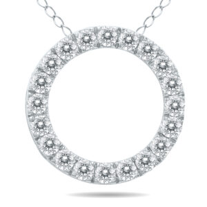 1/2 Carat TW Diamond Circle Pendant in 10K White Gold- PDF60871