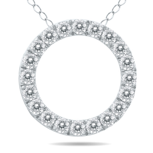 1/2 Carat TW Diamond Circle Pendant in 10K White Gold- PDF60871