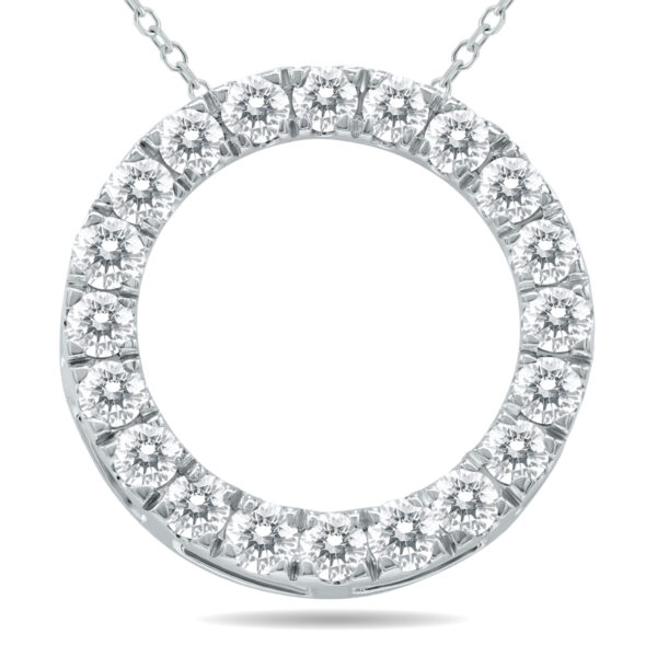 1 Carat TW Diamond Circle Pendant in 10K White Gold- PDF60873