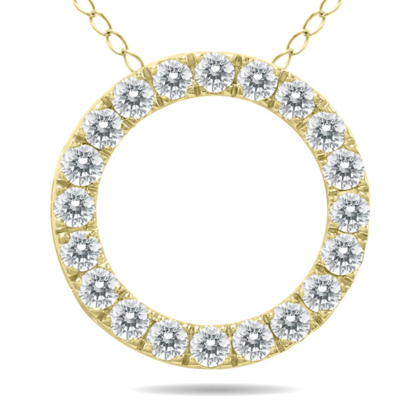1/2 Carat TW Diamond Circle Pendant in 10K Yellow Gold- PDF60877