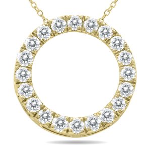 1 Carat TW Diamond Circle Pendant in 10K Yellow Gold- PDF60879