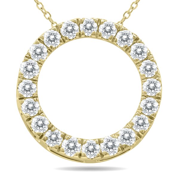 1 Carat TW Diamond Circle Pendant in 10K Yellow Gold- PDF60879