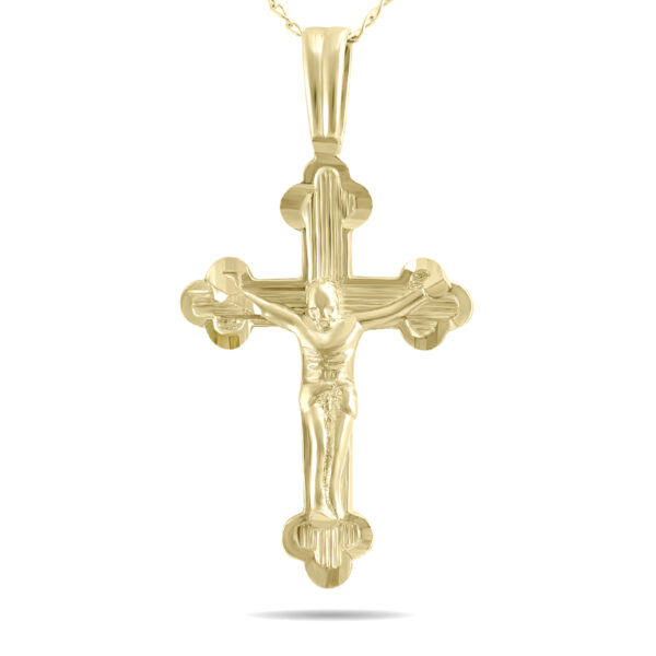 Ornate Crucifixion Roman Cross Pendant in 10K Yellow Gold with 18 Inch Chain- PDF61044