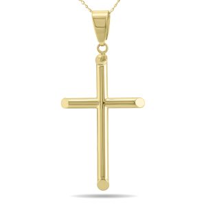 Simple Thin 10K Yellow Gold Cross Pendant Necklace- PDF61066