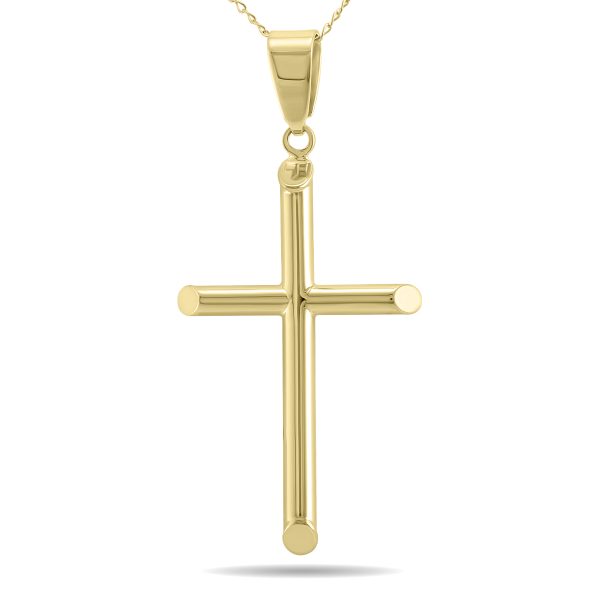 Simple Thin 10K Yellow Gold Cross Pendant Necklace- PDF61066