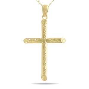 Diamond Cut 10K Yellow Gold Cross Pendnat- PDF61072