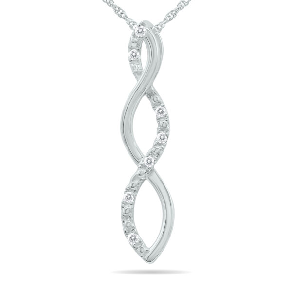 Genuine Diamond Triple Twist Pendant in.925 Sterling Silver- PDF61111