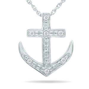 Genuine Diamond Anchor Pendant in.925 Sterling Silver- PDF61115
