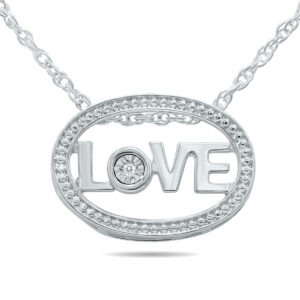 Diamond Oval LOVE Pendant in.925 Sterling Silver- PDF61252