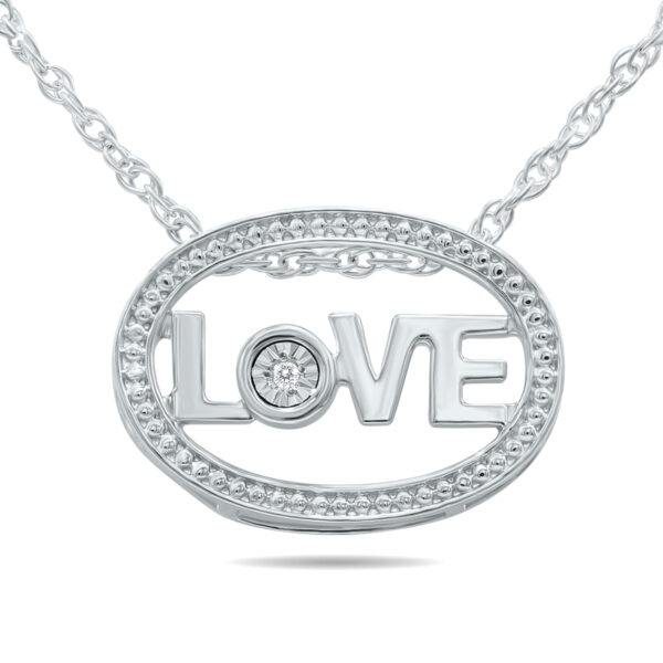 Diamond Oval LOVE Pendant in.925 Sterling Silver- PDF61252