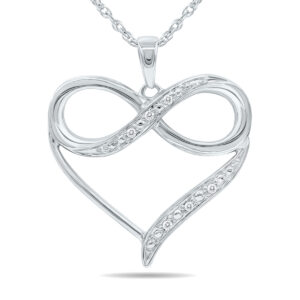 Diamond Infinity Heart Love Pendant in.925 Sterling Silver- PDF61258