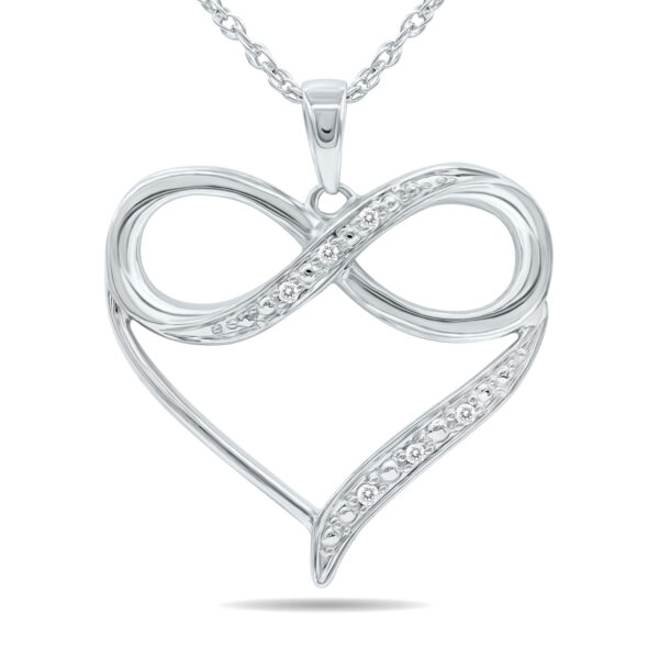 Diamond Infinity Heart Love Pendant in.925 Sterling Silver- PDF61258