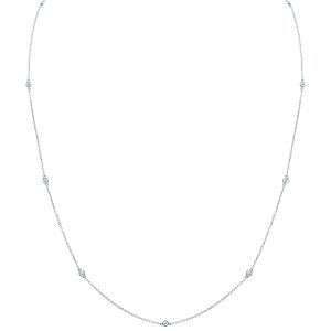 1/4 Carat TW Bezel Set Diamond Station Necklace in 14K White Gold- PDF61295