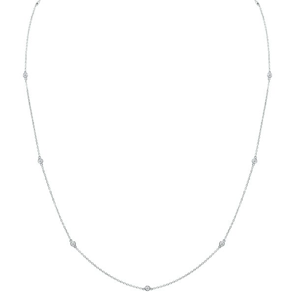 1/4 Carat TW Bezel Set Diamond Station Necklace in 14K White Gold- PDF61295