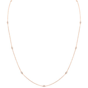 1/4 Carat TW Bezel Set Diamond Station Necklace in 14K Rose Gold- PDF61297