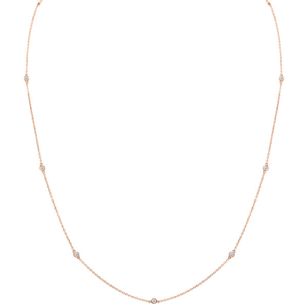 1/4 Carat TW Bezel Set Diamond Station Necklace in 14K Rose Gold- PDF61297